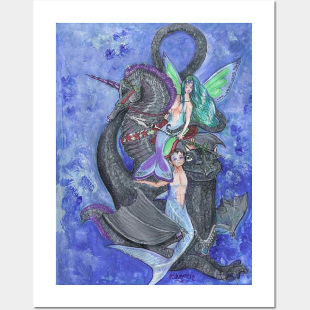 Mermaid and Merman Wall Art by pegacorna